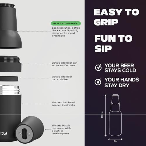 Asobu Frosty Beer Holder,2 Go Vacuum Insulated Double Walled Stainless Steel Beer Can and Bottle Cooler with Beer Opener, Bpa Free, Fits Standard 12oz, Ice Cold for Hours, Great Gift for Beer Lovers