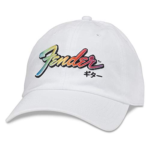 AMERICAN NEEDLE Fender Guitar Baseball Hat, Prism Slouch White Adjustable (FEND-1909A-WHT)