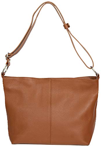 LucieElle Sac CUIR Femme Bandoulière Italien Porté Epaule SAC à main femme CUIR 'Rafaela' (CAMEL)