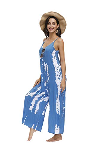 Image of BUENOS NINOS Women's V Neck Floral Maxi Dress Boho Printed Adjustable Spaghetti Strap Ethnic Beach Long Dress with Pockets