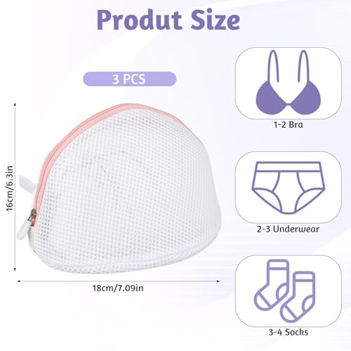 Giantree 3 Pcs Bra Washing Bags, Mesh Wash Bag for Bras with Zipper, Large Bra Washing Bags for Laundry, Bra Laundry Bags for Washing Machine Women Lingerie Bags Wash for Washing Delicates