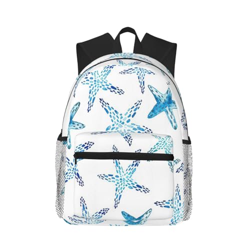 Sac à dos classique imprimé étoile de mer imperméable pour les cours et les voyages