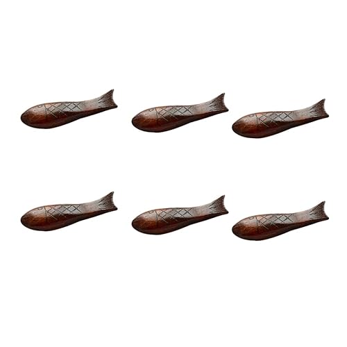 IMIKEYA Porte-Baguettes en Bois Style Japonais 6 Pièces - Repose-Baguettes Poisson Créatif Fait Main pour Baguettes Cuillères Et Fourchettes - Accessoire Cuisine Élégant pour Table À Manger