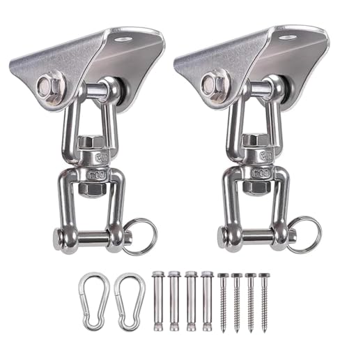 COKOLATIA 2 Pcs Swing Hangers Heavy Duty Stainless Steel Ceiling Swing Mount 360° Silent Swing, Playground Porch Yoga Seat Trapeze, Hammock Chair, Hanging Kit, Swing Set Indoor Outdoor