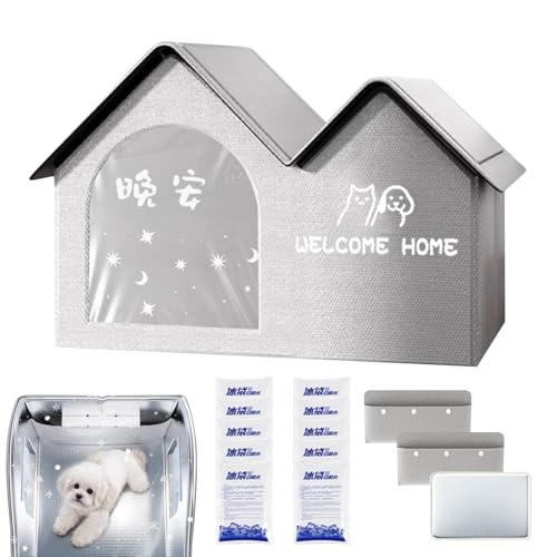 Casetta Raffreddante per Gatti da Esterno | Cuccia Gatti Interno Esterno Pieghevole Rinfrescante,Fresco Animali Semplice Pulizia Spazio Ridotto Giardino Prato Soggiorno