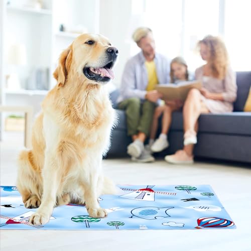 Huifengjie Hundematte & Katzenmatte, Waschbares Hundebett, wassergefüllte Kühlmatte, für Zuhause Unterwegs oder im Auto Kühlkissen Pad Hunde, 60×90 cm, XL,Blaue Windmühle