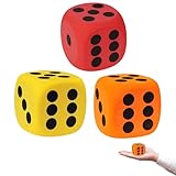 AevYxq Schaumstoffwürfel, 3 Stück Große Würfel 6cm, Bunte Flüsterwürfel Aus Eva, Ideal Für Kinder, Familie, Schule Und Partyspiele, Leicht Und Sicher