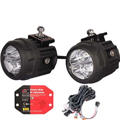 HOUSE TUNING LED Spot Light Kit - 2 Pack, 3 inch Round LED Accessory Lights with Wiring Harness ,LED Fog Light for Utv ATV Motorcycle Trucks Off Road ( White Beam)