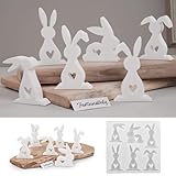 6 Stück Mini Silikonformen Gießformen Ostern, Osterhase Silikonform Hase Frühling, Silikon Gießformen Gips Ostern Giessform Ideal als Kerzen Epoxidharz Osterdeko oder Geschenk