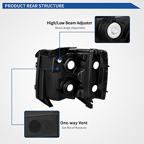 Image of oEdRo Headlights Assembly Compatible with 2007-2013 Chevy Silverado 1500 /2007-2014 Silverado 2500HD 3500HD Replacement Headlamp Chrome Housing Clear Lens Amber Reflector