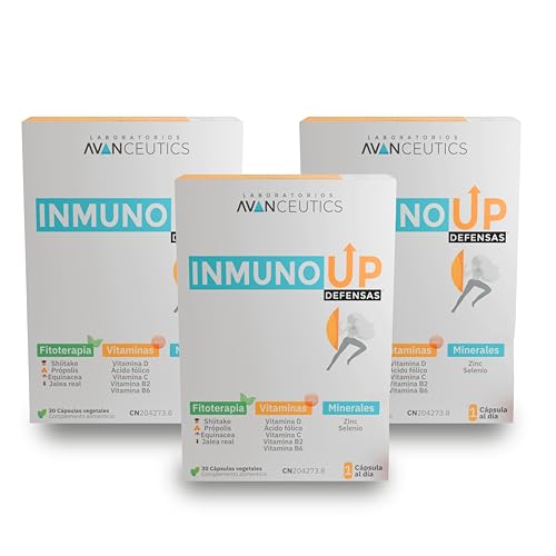 Avanceutics - InmunoUp Pack 3 Meses | Vitaminas para el Cansancio y Sistema Inmune Activo | Jalea Real + Propolis Puro + Shiitake + Equinacea Capsulas | Vitaminas Sistema Inmunologico Defensas