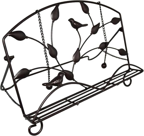 DANNMPX Supporto Ricette Porta Libri di Cucina in Ferro con Design A Bandiera Incisa, Supporto per da in Legno, per Ricette, per Leggio Cucina