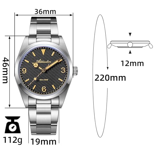 Image of ADDIESDIVE Quartz Watch for Men 36 MM Small Dial Analog Watch Waterproof 100 M Conves Crystal Stainless Steel