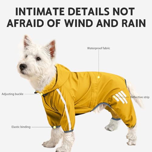 Dog Raincoat for Small Dogs, Waterproof Puppy Dog Raincoats with Hood, Soft Lightweight Dog Rain Jacket Vest Reflective Adjustable Windproof Snow-Proof Leash Hole for Dogs Walking Rain Clothes (S) - Image 4