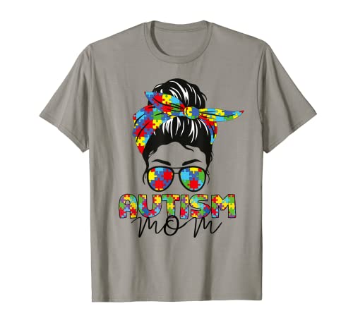 Autism Mom Life - Gafas de sol con diseño de moño desordenado Camiseta