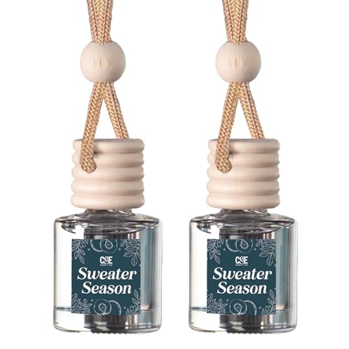 Image of C&E Craft Co Hanging Car Air Freshener Diffuser 2 Pack, Long Lasting Fragrance Oil Car Freshener, Glass Bottle Auto Air Freshener, Made in USA (Sweater Season)
