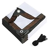 Adiwo Bâche Imperméable Transparente, 2×2M Bâche Étanche Transparente avec Oeillets, Bâche Imperméable en PVC Transparent, avec 6m Corde de Fixation, pour Balcon, Pare Vent, Bac à Sable, Extérieur