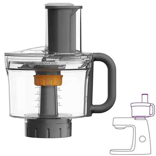 Kenwood MultiPro KAH65.000PL multihakselaar, accessoires voor Kenwood Chef & Chef XL keukenmachines, 5 werkschijven voor raspen en raspen, roestvrijstalen mes, inhoud 1,2 l, zilver