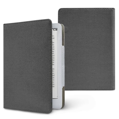 Treer Funda Kindle Compatible con 6 6,8” Kindle Paperwhite, Funda para Pocketbook & E Book Reader, Universal, Reposo/Despertar Automático, Cierre Magnético, Estampado de Cuero (Antracita)
