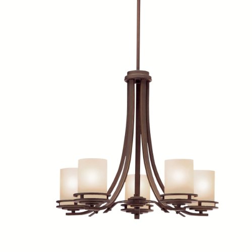 Kichler Hendrik 21.5" 5 Light Chandelier with Light Umber Etched Glass Olde Bronze®