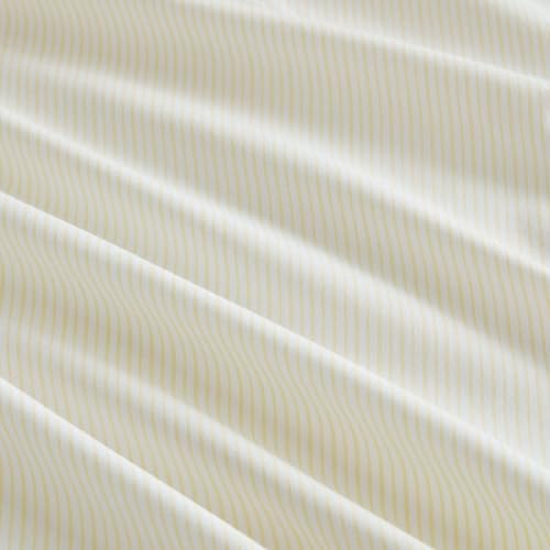 Image of Martha Stewart - King Size Sheets Set, Crisp & Tailored Cooling Sheets with a Naturally Smooth Cotton Percale Lightweight Feel - Bed Sheets with Matching Pillowcases & Fitted Sheet (Stripe Yellow)