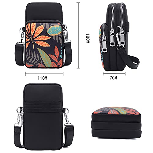 Women Girls Ladies Crossbody Phone Bags Wallet Cellphone Purse Small Shoulder Bag Wristlet Handbags Travel Passport Neck Pouch Bag, 1859, Black