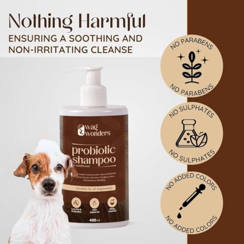 Image of 400ml Probiotic Shampoo for Dogs Natural Care, Helps in Improves Skin Health, Shinier Skin, Helps Itch & Allergy Relief, Reduced Odor, NO Sulphates, NO Parabens (Pack of 2)