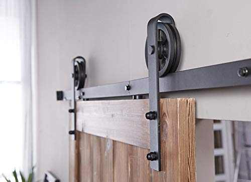 INTERSTEEL - Beschlagset für Schiebetür "Wheel Mattschwarz" - Laufschiene Schiebetürbeschlag, Schiebetürsystem für Schiebetüren, Innentüren und Wandschränke - 200 cm - Modular ausbaufähig/Erweiterbar