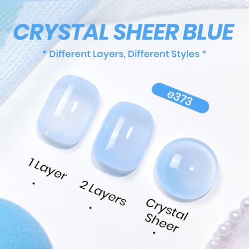 Image of Beetles Blue Jelly Gel Nail Polish - 15ml Blueberry Milk Nails Sheer Neutral Translucent Hazy Blue Gel Polish Soak Off UV Summer Nail Art Manicure Salon Home DIY Gift for Manicure Women