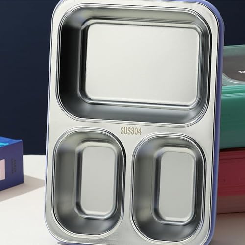 Image of Stainless Steel Lunch Box | 3-Compartment Leakproof & BPA-Free Bento Box | Insulated with Detachable Inner Containers & 4-Sided Lock | Ideal for Office, School, College & Travel | Pink