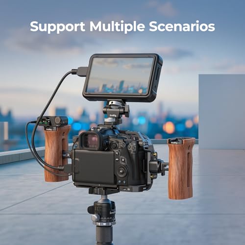 Image of SMALLRIG Universal Side Wooden NATO Handle Grip DSLR Camera Cage w /Cold Shoe Mount Built-in Wrench, Threaded Holes