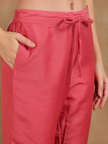 Image of Vaamsi Women's Silk Blend Sequins Yoke Design Straight Kurta Pant With Dupatta