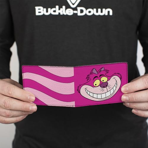 Buckle-Down Men's Disney Wallet, Bifold, Cheshire Cat Face Stripes Pinks, Vegan Leather, Multicolor, Standard Size4