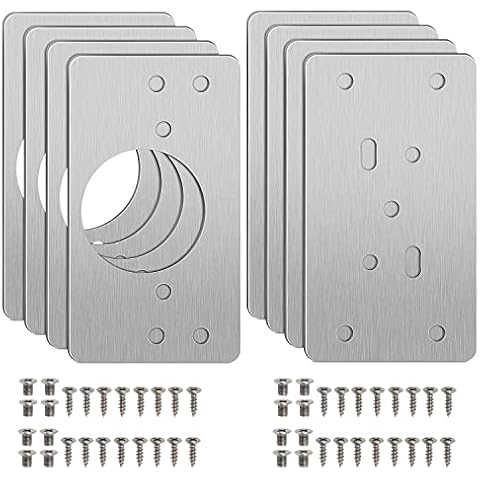 8Pcs Hinge Repair Plate, Hinge Fixing Plate, Hinge Side Plate Repair Piece Kitchen Cupboard Wardrobe Hinge Repair Plate Kit Stainless Steel Hinges Repair Brackets for Wood Furniture Drawer Window Door Cover