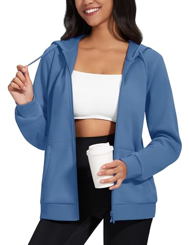 MAGCOMSEN Women's Fleece Lined Zip Up Hoodies Casual Hooded Jacket Workout Full Zip Sweatshirts Pocket Coats2