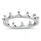 Blue Apple Co. Crown Band Ring 925 Sterling Silver, Size-9
