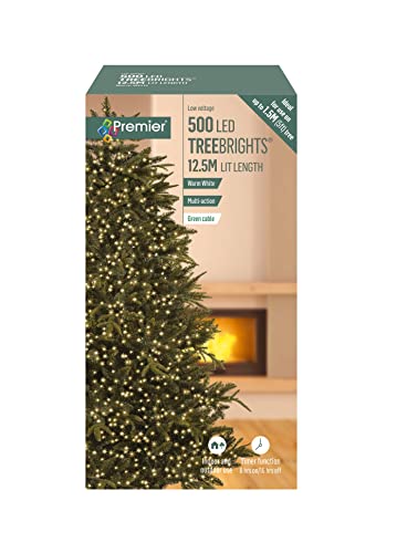 Premier Decorations 12.5m WARM WHITE 500 LED Supabright CHRISTMAS TREEBRIGHT Festive LIGHTS for 1.5m Tree