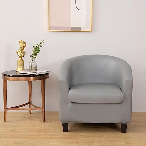 Funda Para Sillón Club Arm, 2 Piezas, Funda De Silla De Barril Redondo De Cuero PU Cubiertas De La Sillas De Bañera Extensible Protectores Muebles Sofá A Prueba Aceite Resistentes Al Agua ( Color : Li