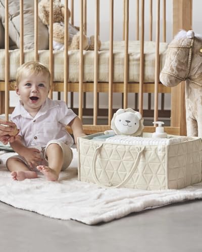 ABCOOD. Baby Diaper Caddy Organizer Soft Nursery Storage Basket for Changing Station Girl and Boy - Baby Registry Must Haves Newborn Essentials - Gift for Baby Shower Car Caddy Organizer (Cream)