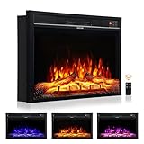 WAMPAT 26' Electric Fireplace, in-Wall Recessed with Heater, Linear Wall Fireplace with Thermostat, Adjustable Flame Color and Brightness, Remote Control with Timer, 1400W