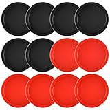 Coopay 12 Stück Home Air Hockey Pucks 6,3 cm schwere Pucks für Spieltische Ausrüstung Zubehör, 13 Gramm (rot und schwarz)