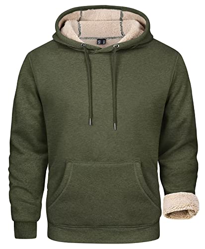 Magcomsen Mens Hoodie Sweatshirts Fleece Sweatshirts For Men Athletic Hoodies For Men Pullover Sweatshirts Fleece Lined Fashion Hoodies Pullover Hoodies Army Green #TOP2