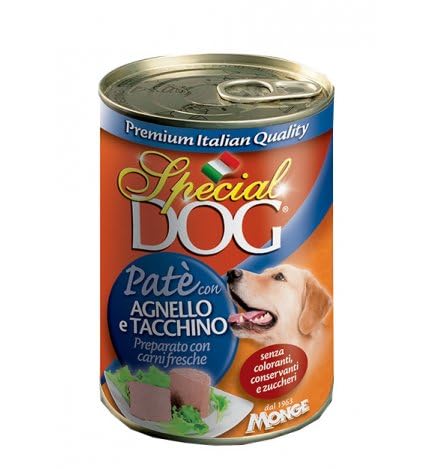 Monge Special Patè Cibo Alimento Umido Per Cane Cani Dog Al Gusto Di Agnello E Tacchino. 6 LATTINE DA 400g CADAUNO