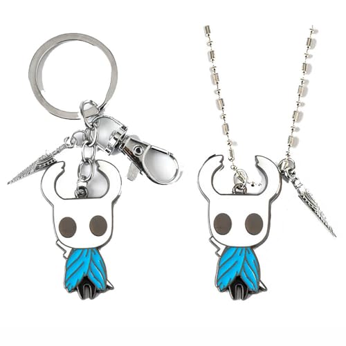 JUSONGKWCP The Knight Collier Porte-clés 2 Pièces, Jeux Hollow Knights Pure Nail Keychain Pendentif Set, Bijoux En Métal Pour Les Fans (2pcs)