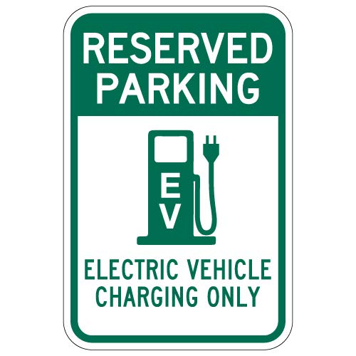 STOPSignsAndMore - Reserved Parking Electric Vehicle Charging Only Sign - 12x18 (Green) - Reflective | Rust Free Aluminum