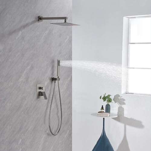 Mélangeur de douche mural luxe en laiton or brossé double sortie