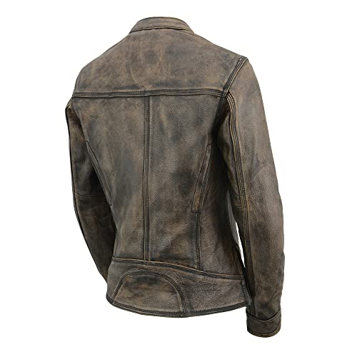 Milwaukee Leather Ladies Brown Distressed Scooter Jacket with Venting MLL25502