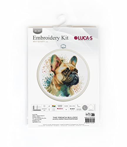 Luca-S Cross Stitch Kit with Hoop Included (The French Bulldog), White, M - Image 3