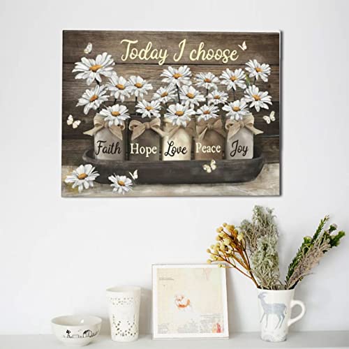 Rustic Wall Art Daisy Butterfly Canvas Prints Flowers Country Wall Art Inspirational Picture For Living Room Bedroom Bathroom Office Wall Decor Framed Home Decorations Ready To Hang 12X16 Inch #TOP4