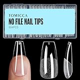 TOMICCA Medium Coffin Nail Tips, 504Pcs Half Matte Soft Acrylic Nail Tips, 12 Sizes Acrylic Pre-Shaped Nails, Full Cover False Nails for Extension Nail